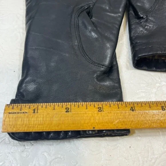 VTG Real Fur Lined Soft Leather Gloves Black Size: Sm-Med